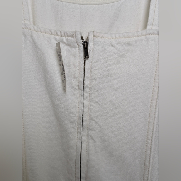$148 Madewell Denim Scoopneck Midi Dress M Pure White Cottagecore Coastal NWT - Picture 5 of 10